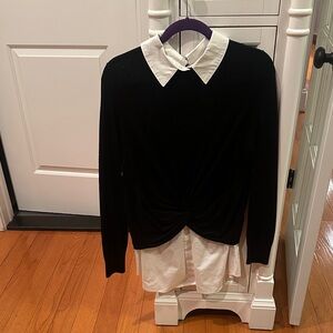 Veronica Beard Black Sweater with White Layering
